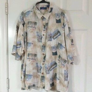 Clearwater Outfitters Resort Collection Hawaiian Shirt Size XXL Cotton Rayon